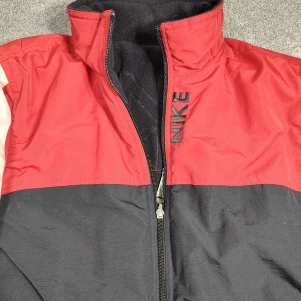 Nike Reversible Red Black Fleece Track Jacket Men's‎ Large Zip Up - Picture 3 of 15